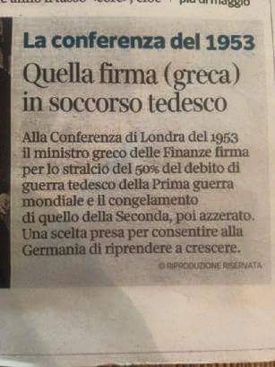 La Mia Grecia, Parte 2, ovvero, la Grecia ha aiutato la Germania e la Germania invece non aiuta la Grecia.