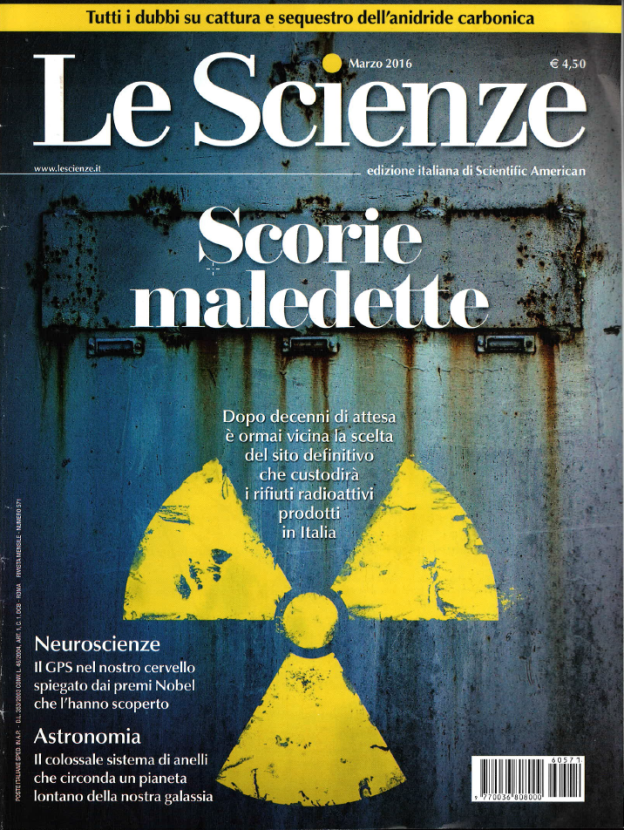 “Le Scienze” n°571, marzo 2016: “Scorie maledette”
